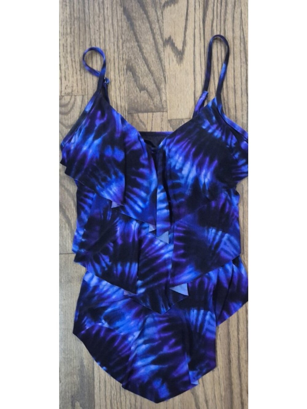Magicsuit Tie-Dye Tier Ruffled Tankini Slimming Swim Top Women's Size 8
